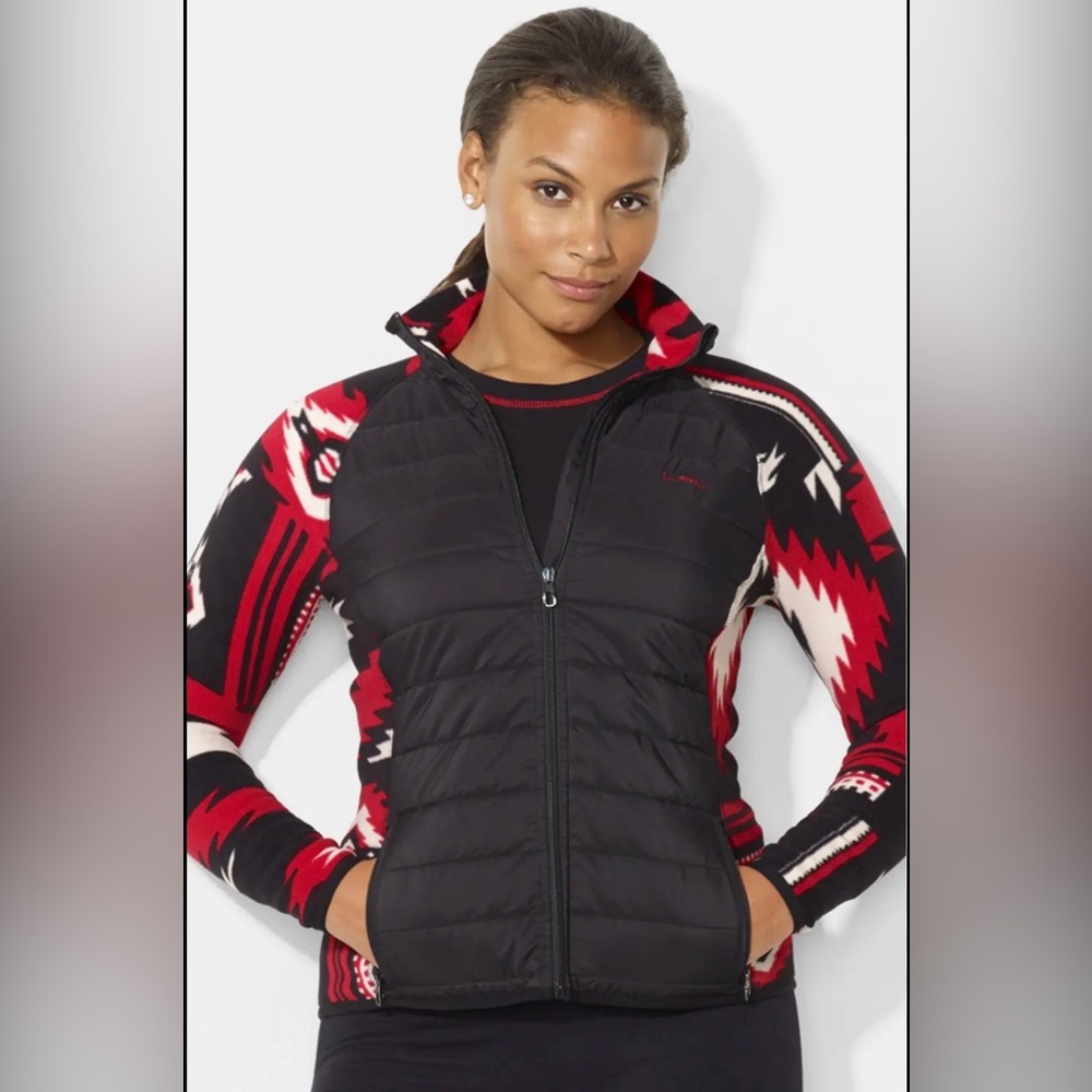 Ralph Lauren Active Southwestern Native print fleece quilted zippered jacket